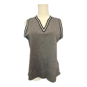 👚 EUC NIKE Dri-Fit Black/Gray/White Sleeveless V-Neck Burnout Golf Polo | Size